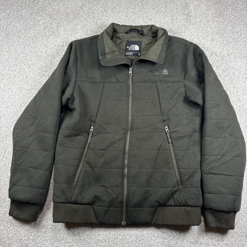 The North Face Jacket Mens Medium Green Quilted Insulated Full Zip Bomber